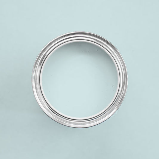 Holzfarbe außen Arctic Blue in einer geöffneten Dose von oben.