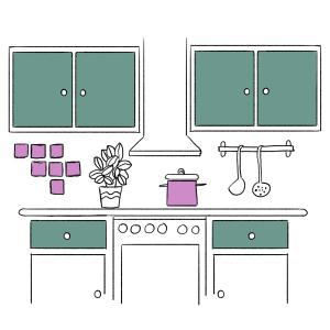 Icon mit einer Küchenzeile für das Projekt Küche streichen