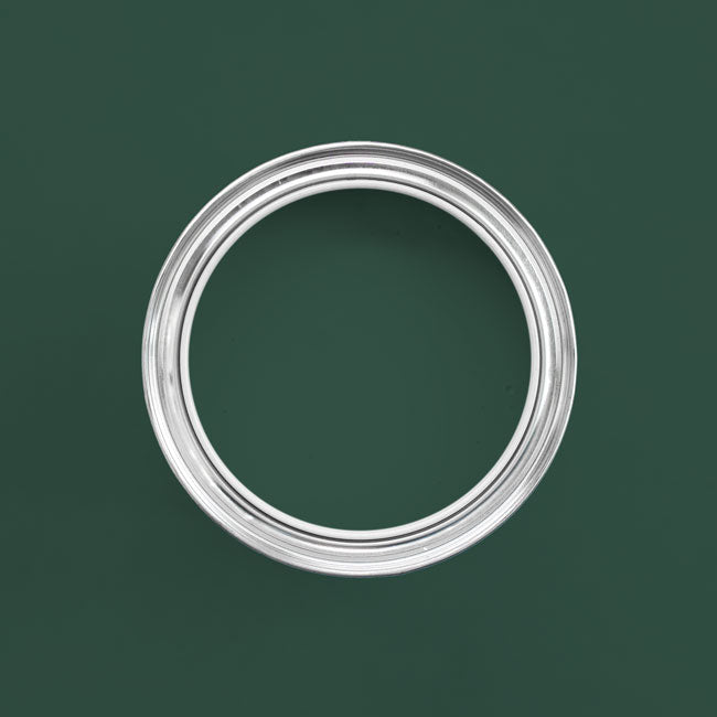 Abwaschbare Wandfarbe Moosgrün in einer geöffneten Dose von oben