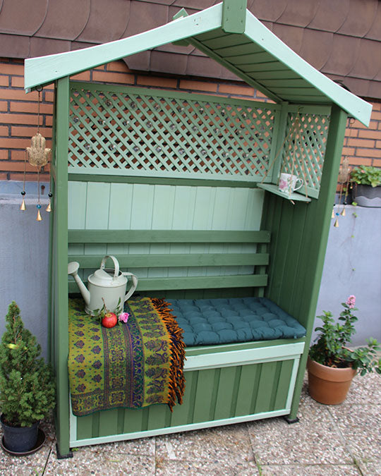 Gartenhütte mit Bank im Farbton Forest