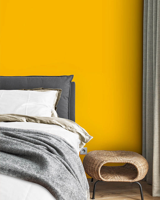 Schlafzimmer im Farbton Gelb