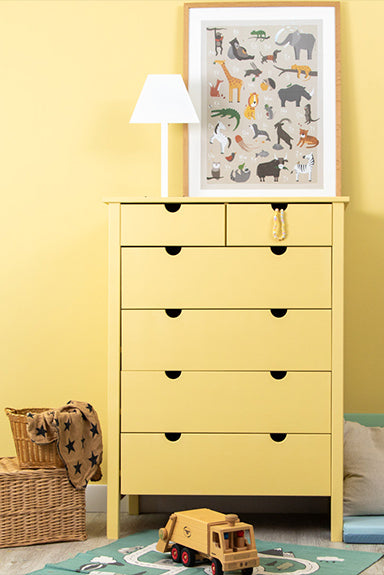 Kindermöbel Kommode im pastelligen Gelbton Sierra Nevada