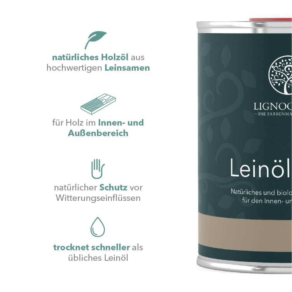 Symbole für die Eigenschaften des Lignocolor Leinöl-Firnis