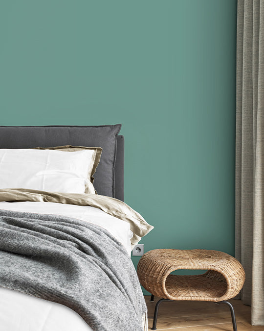 Schlafzimmer im warmen Grün-Türkis Lignocolor Green