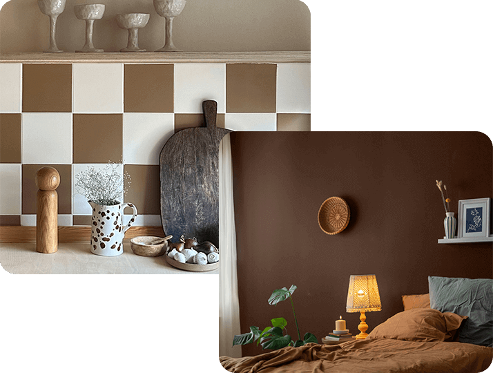 Bilder von gestrichenem Fliesenspiegel und umgestaltetem Schlafzimmer