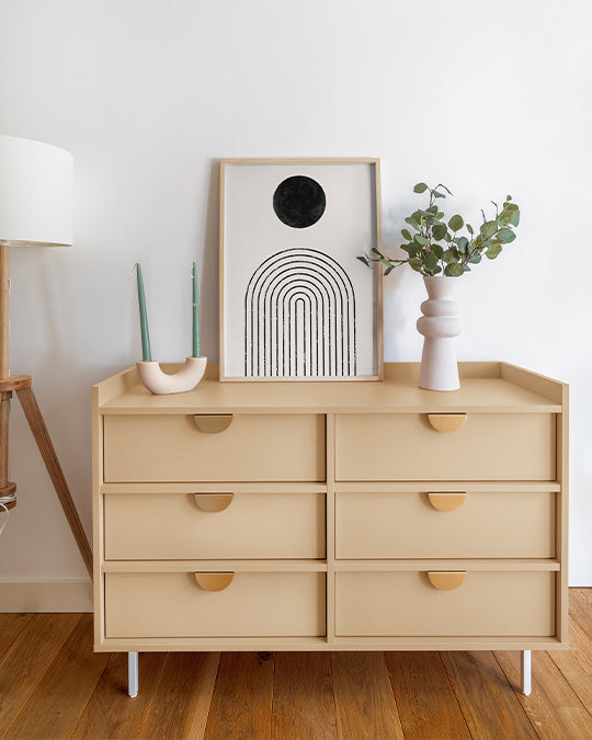 Kommode im mittleren Beigeton Malaga Beige
