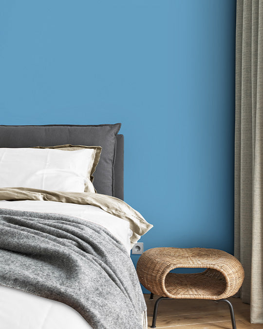 Schlafzimmer im kühlen Mittelblau Sky Blue
