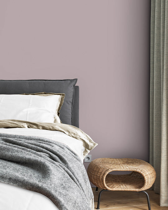 Schlafzimmer im sanften, gräulichen Lavendelton Taupe