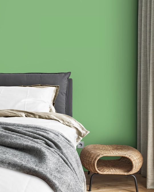Schlafzimmer Inspiration mit Wandfarbe Venice Green von Lignocolor
