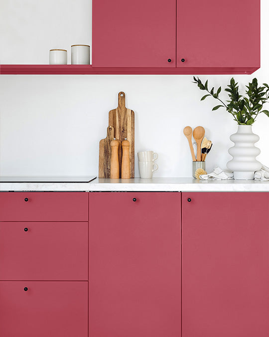 Küchen Inspiration mit Küchenfronten in Vintage Pink von Lignocolor