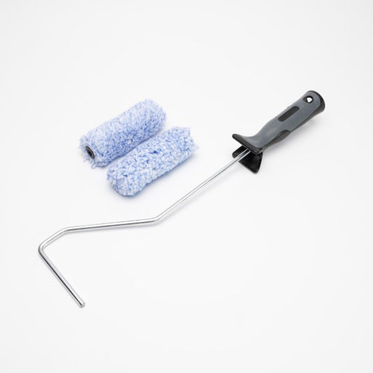 Farbroller klein mit zwei blauen Farbwalzen