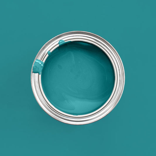 Farbton Vintage Blue in Dose von oben fotografiert