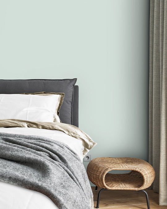 Schlafzimmer im zarten, pastelligen Blau-Grün Pastel Blue