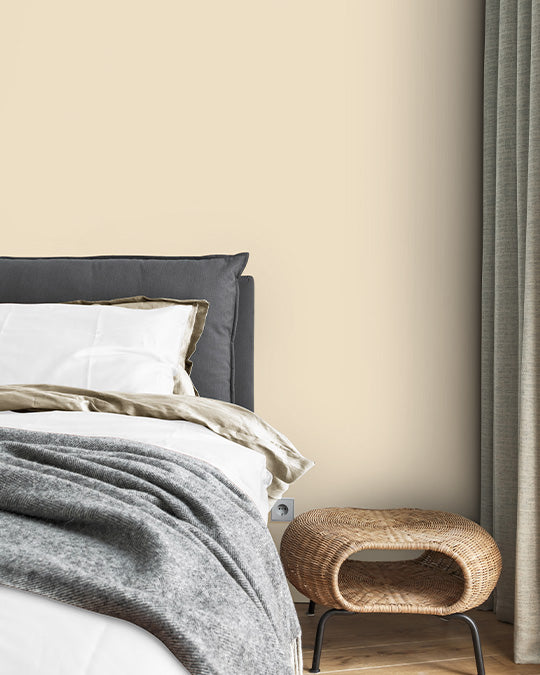 Schlafzimmer Inspiration mit Wandfarbe Vanilla von Lignocolor