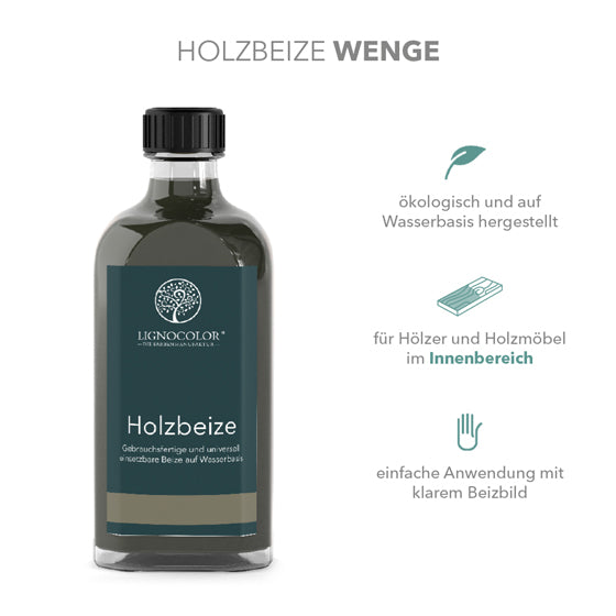 Holzbeize Flasche und drei Eigenschaften